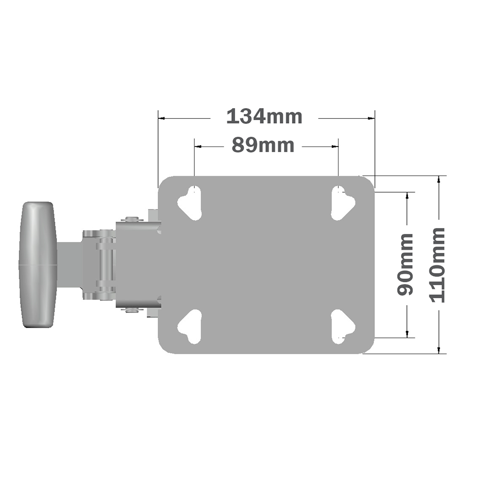 31-SPLFD100PU-0 MODULAR SOLUTIONS ALUMINUM CASTER<br>100MM SWIVEL PLATE W/LIFT FOOT